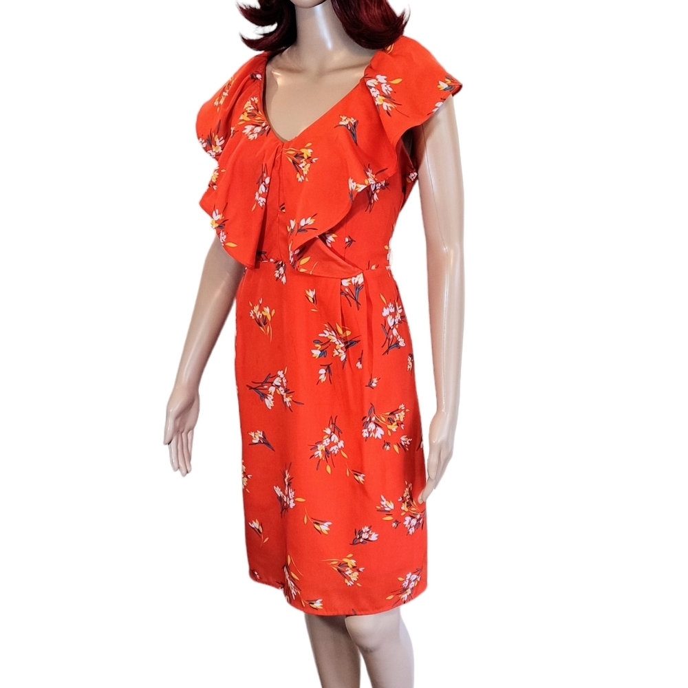 Emma & Michele Orange Floral Dress Size 8 - Picture 2 of 9